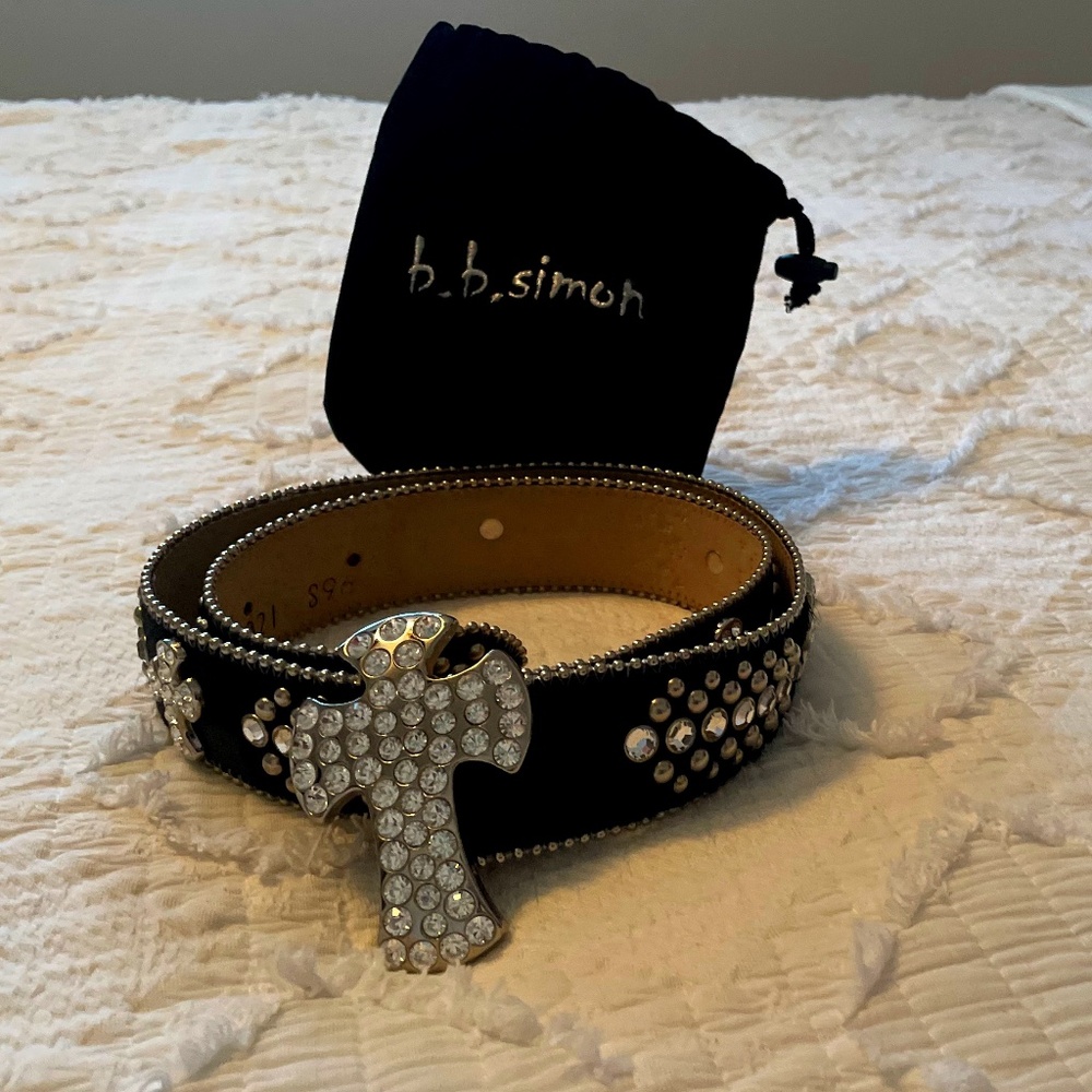 b.b. Simon Silver Cross Studded, adorned with Swarovski Crystals, size Large